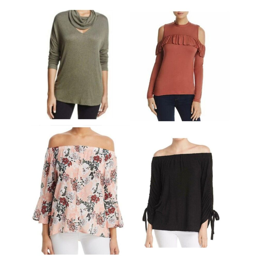 NWT 4 Piece Lot Long Sleeve Tops Alison Andrews Elan Feathers A+A - Medium